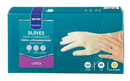 Mostrar detalhes para Luvas Latex Sem Pó Tamanho M METRO PROFESSIONAL 100un Imagem de Luvas Latex Sem Pó Tamanho M METRO PROFESSIONAL 100un