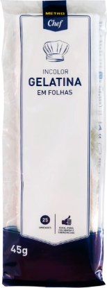 Mostrar detalhes para Gelatina Folhas 25F METRO CHEF 45g Imagem de Gelatina Folhas 25F METRO CHEF 45g