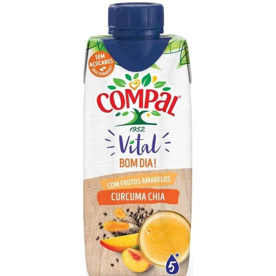 Imagem de Néctar Frutos Amarelos, Chia e Curcuma COMPAL VITAL emb.33cl
