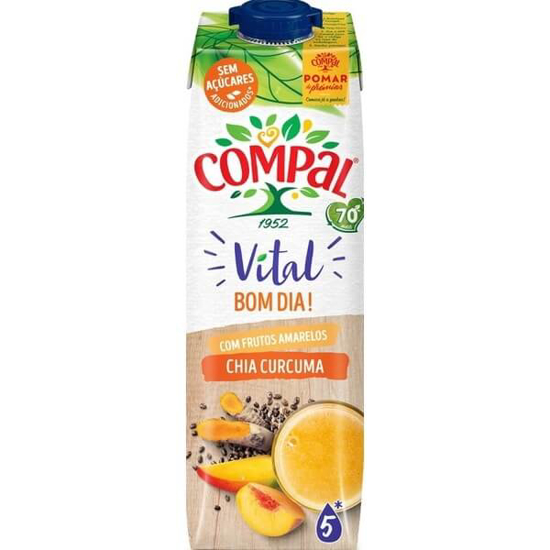 Imagem de Néctar Frutos Amarelos, Chia e Curcuma COMPAL VITAL emb.1L