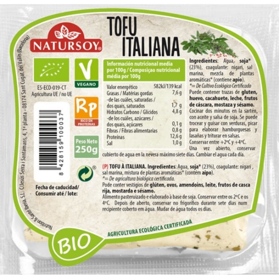 Imagem de Tofu Italiana Biológico NATURSOY emb.250g