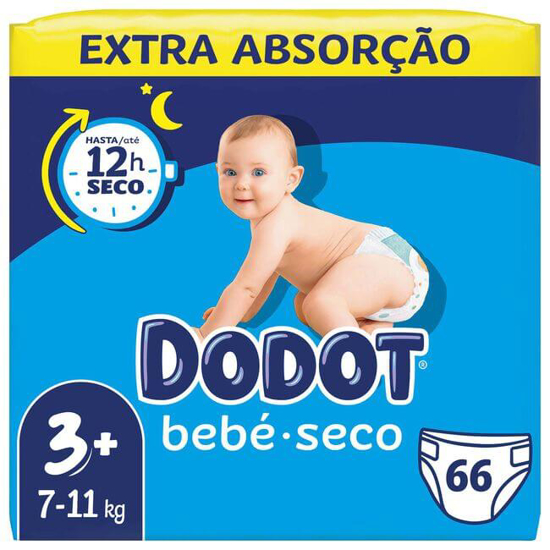 Fraldas Bebé Seco Extra 7-11kg T3+ - emb. 66 un - Dodot