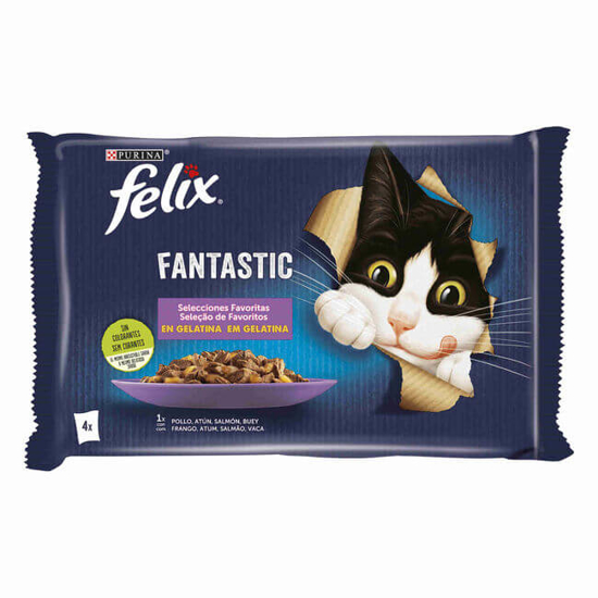 Imagem de Comida Húmida para Gato Favour Seleção Favoritos em Gelatina PURINA FELIX emb.4 x 85g