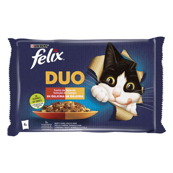 Imagem de Comida Húmida para Gato Fantastic DUO Saborosa Seleção numa Gelatina PURINA FELIX emb.4 x 85g