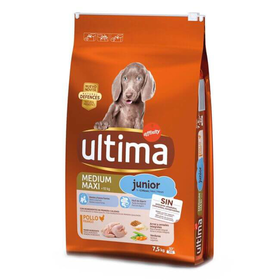 Imagem de Ração para Cão Júnior Médio e Maxi Frango e Arroz AFFINITY ULTIMA emb.7,5kg