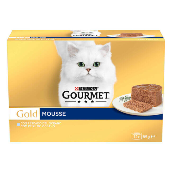 Imagem de Comida Húmida para Gato Adulto Mousse Peixe do Oceano PURINA GOURMET GOLD emb.12 x 85g