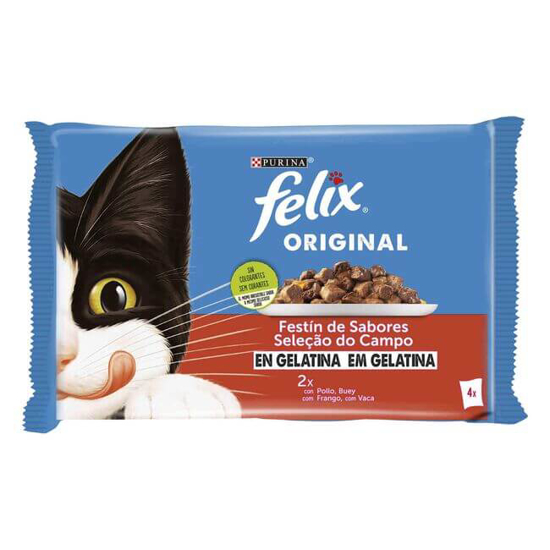 Imagem de Comida Húmida para Gato Adulto Seleção Carnes em Gelatina PURINA FELIX emb.4 x 85g