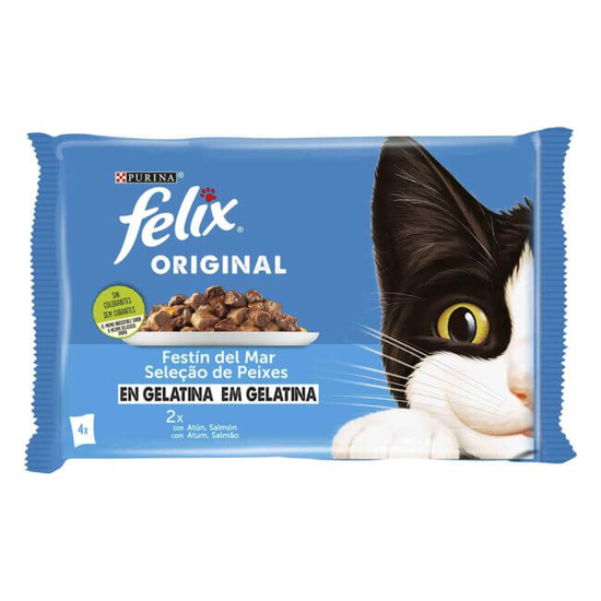 Imagem de Comida Húmida para Gato Adulto Seleção Peixes em Gelatina PURINA FELIX emb.4 x 85g