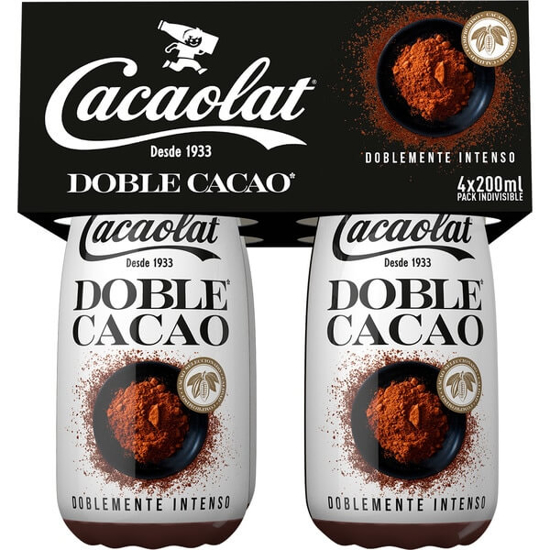 Imagem de Batido com Cacau Doble Cacao CACAOLAT Pack 4 Unidades emb.200ml