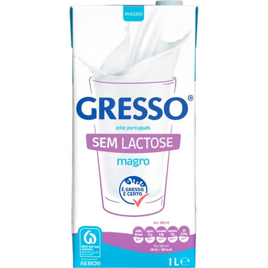 Imagem de Leite Uht Magro sem Lactose GRESSO emb.1L