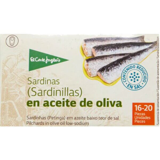 Imagem de Sardinhas em Azeite Baixo Teor de Sal 16-20 Unidades EL CORTE INGLÉS SELECTION lata 81g