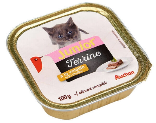 Imagem de Comida Húmida Para Gato AUCHAN Júnior Terrina Com Aves 100g