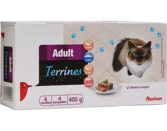 Imagem de Comida Húmida Para Gato AUCHAN Adulto Terrina Com Peixes 4x100g