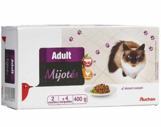 Imagem de Comida Húmida Para Gato AUCHAN Adulto Guisado Com Carnes 4x100g