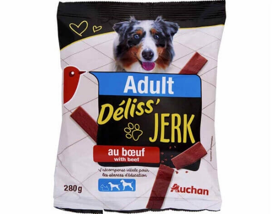 Imagem de Snacks Para Cão AUCHAN Deliss' Jerk Com Vaca 280g