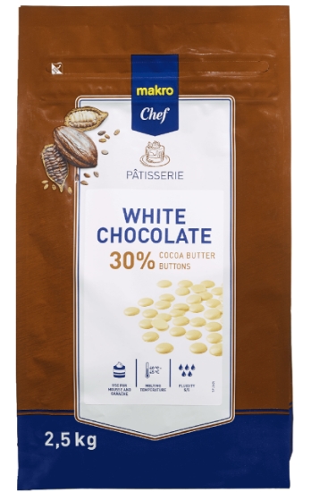 Imagem de Cobertura Chocolate Branco Botões 30% MAKRO CHEF 2,5kg