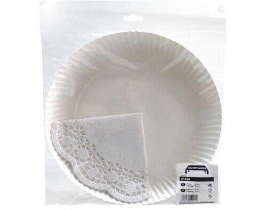 Imagem de Prato Papel Redondo Com Naperon PAPSTAR Branco 29Cm