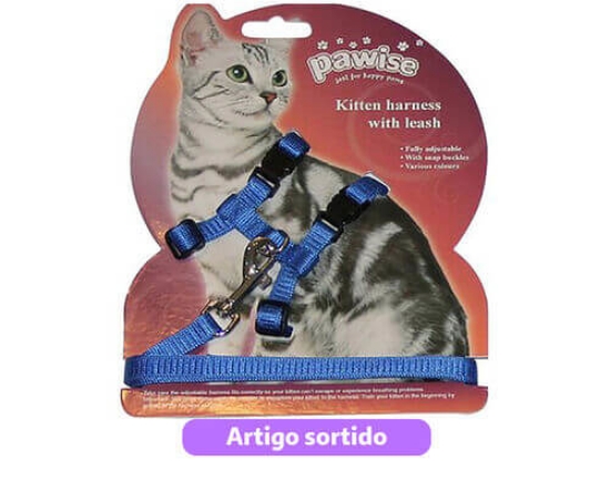 Imagem de Peitoral Com Trela Para Gato PAWISE Cores Sortidas