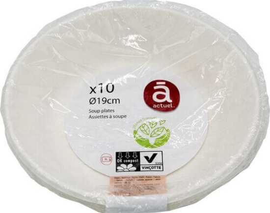 Imagem de Prato Fundo Descartável ACTUEL Cartão Eco 19Cm Pack 10 unidades