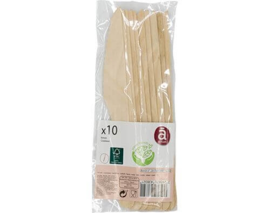 Imagem de Facas Descartáveis ACTUEL Em Madeira Eco Pack 10 unidades