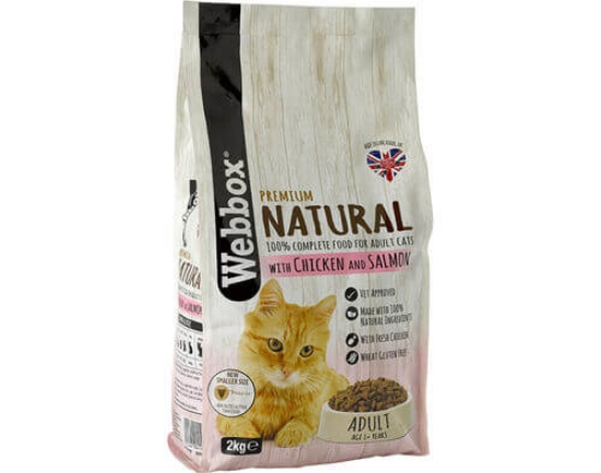 Imagem de Ração Natural Gato WEBBOX Adulto Salmão e Frango 2 kg