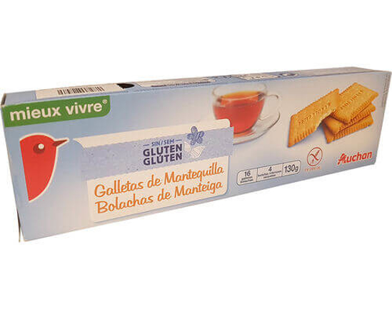 Imagem de Bolachas AUCHAN VIVER MELHOR Manteiga Sem Glúten 130g