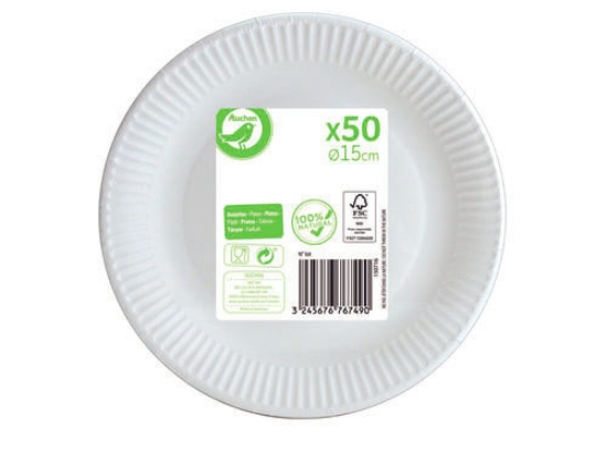 Imagem de Pratos AUCHAN Essencial Cartão Branco 15Cm Pack 50 unidades