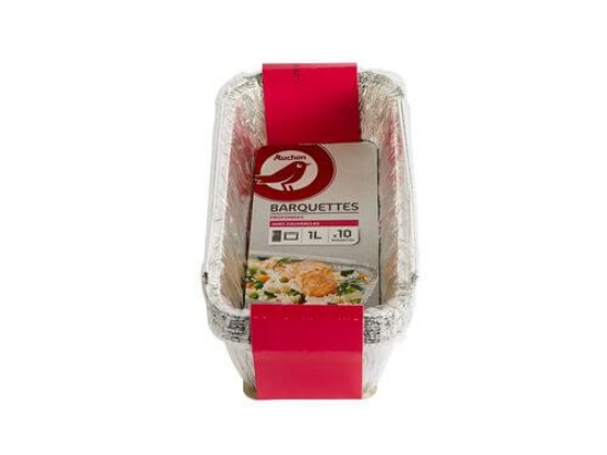 Imagem de Tabuleiro Com Tampa Descartável AUCHAN Aluminio 1L Pack 10unidades