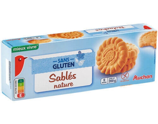 Imagem de Bolachas AUCHAN Sem Glúten Sablés Nature 200g