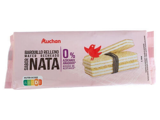 Imagem de Bolacha Wafer AUCHAN Recheio Nata 0%Açucar 200g
