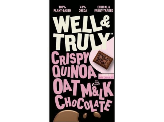 Imagem de Chocolate Vegan WELL&TRULY Leite Aveia/Quinoa Crocante 90g
