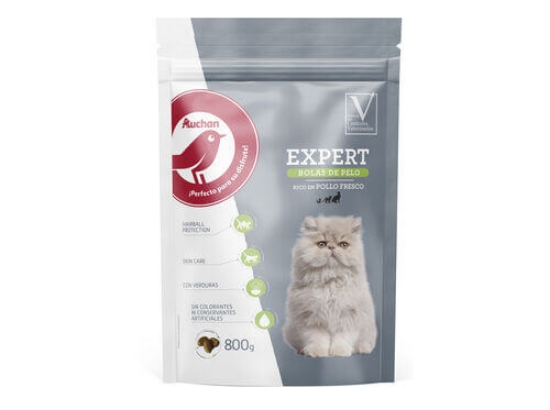 Imagem de Ração Para Gato AUCHAN Expert Bolas de Pêlo Rico Em Frango Fresco 800g