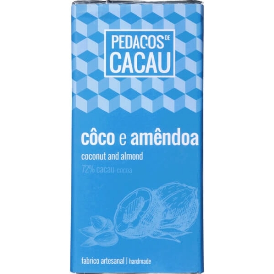 Imagem de Chocolate Preto com Coco e Amêndoa PEDAÇOS DE CACAU emb.100g