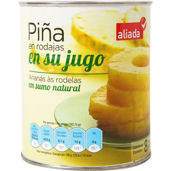 Imagem de Aliada Ananás às Rodelas em Sumo Natural EL CORTE INGLÉS lata 490g