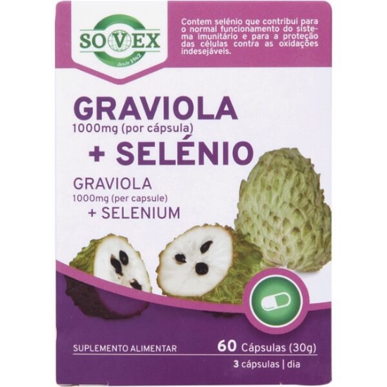 Imagem de  Suplemento Alimentar Graviola + Selénio 1000mg SOVEX emb.60 cápsulas