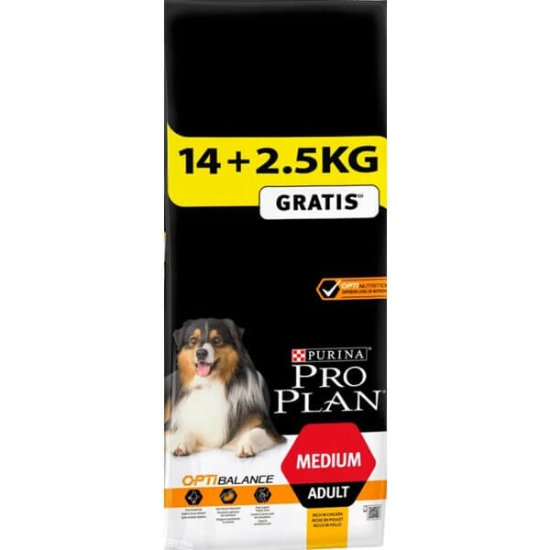 Imagem de  Ração para Cão Adulto Médio de Frango + 2,5kg Oferta PROPLAN emb.16,5kg