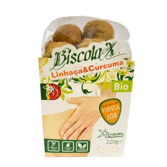 Imagem de Biscoitos de Linhaça e Cúrcuma Biscolax PRÓVIDA 220g