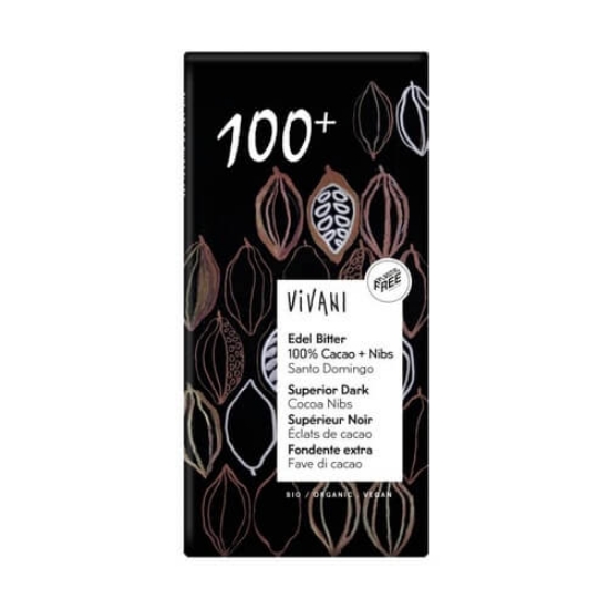 Imagem de Chocolate Preto 100% com Pepitas de Cacau VIVANI 80g