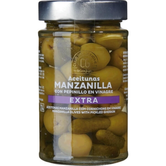 Imagem de Azeitonas de Manzanilla com Pepino em Vinagre Extra CLUB DEL GOURMET frasco 170g