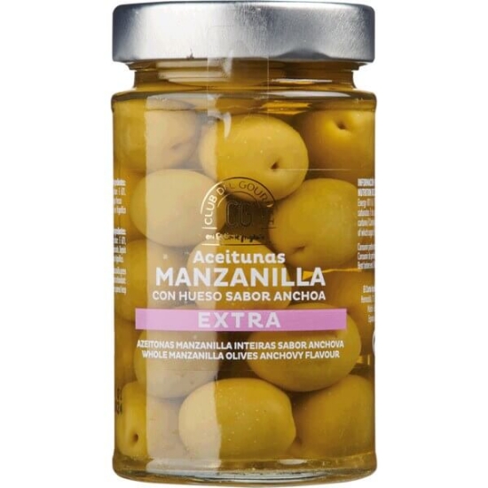 Imagem de Azeitonas Manzanilla Inteiras Sabor Anchova 140/160 CLUB DEL GOURMET frasco 170g