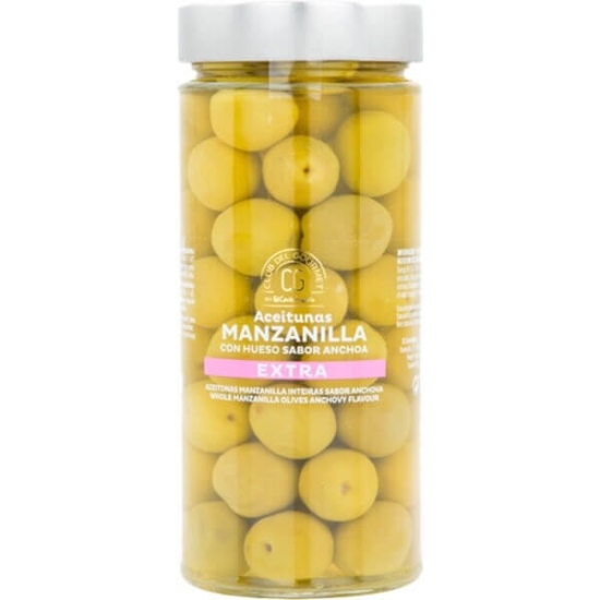 Imagem de Azeitonas Gordal Inteiras Sabor Anchova Calibre 140/160 CLUB DEL GOURMET frasco 345g