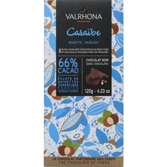 Imagem de Chocolate Negro 100% Cacau com Avelã do Caribe VALRHONA tablete 120g
