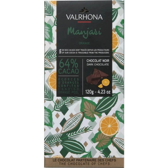 Imagem de Chocolate Negro 64% Cacau e Laranja Manjari VALRHONA tablete 120g