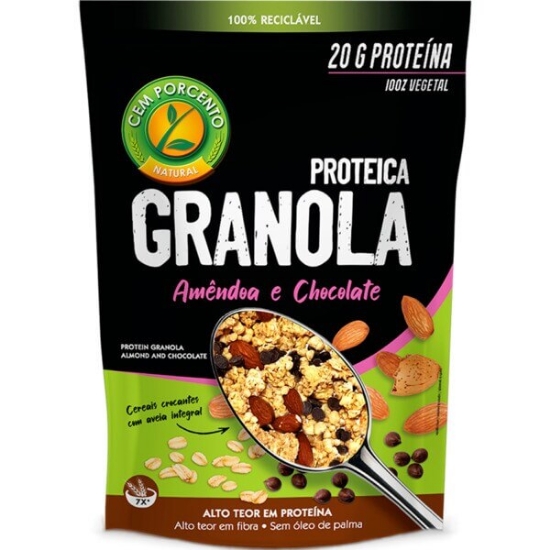 Imagem de Granola Proteica de Amêndoa e Chocolate CEM PORCENTO emb.300g