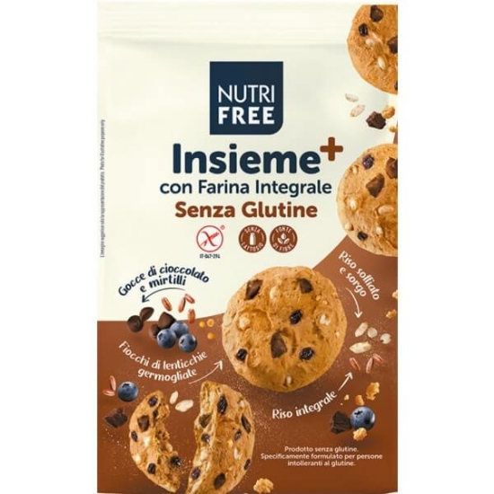 Imagem de Biscoitos Insieme + com Farinha Integral sem Glúten Chocolate e Mirtilo NUTRIFREE emb.250g