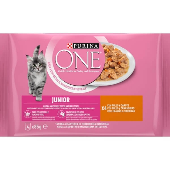 Imagem de Alimento Húmido para Gato Júnior de Frango PURINA ONE Pack 4 unidades emb.85g