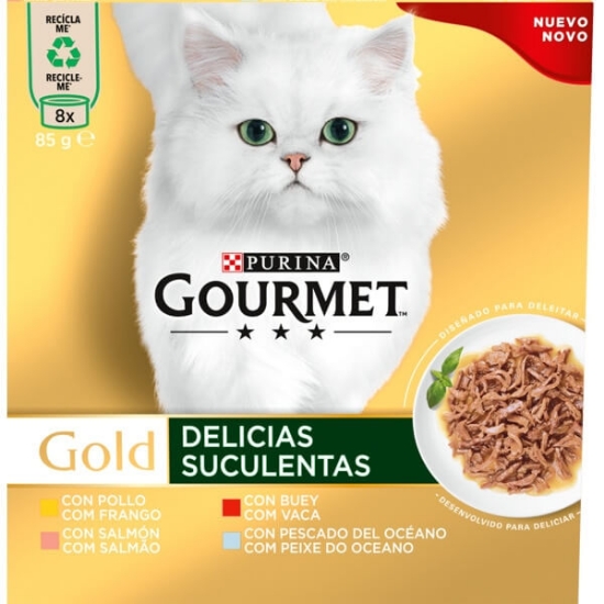 Imagem de Alimento Húmido para Gato Delicias Suculantas PURINA GOURMET GOLD Pack 8 unidades emb.85g