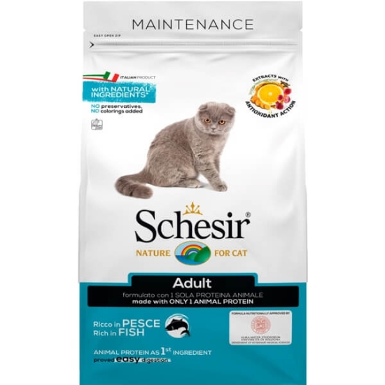 Imagem de Alimento Seco para Gato Adulto Manutenção sabor Peixe SCHESIR emb.1,5kg