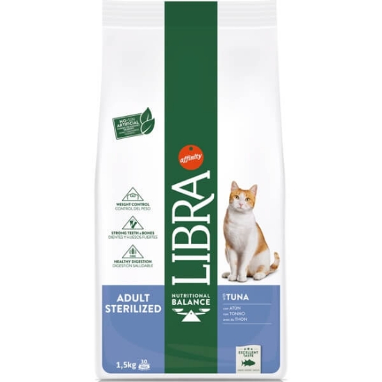 Imagem de Alimento Seco para Gato Adulto Estrelizado sabor Atum LIBRA emb.1,5kg