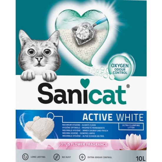 Imagem de Areia para Gatos Active White Lotus SANICAT emb.10L